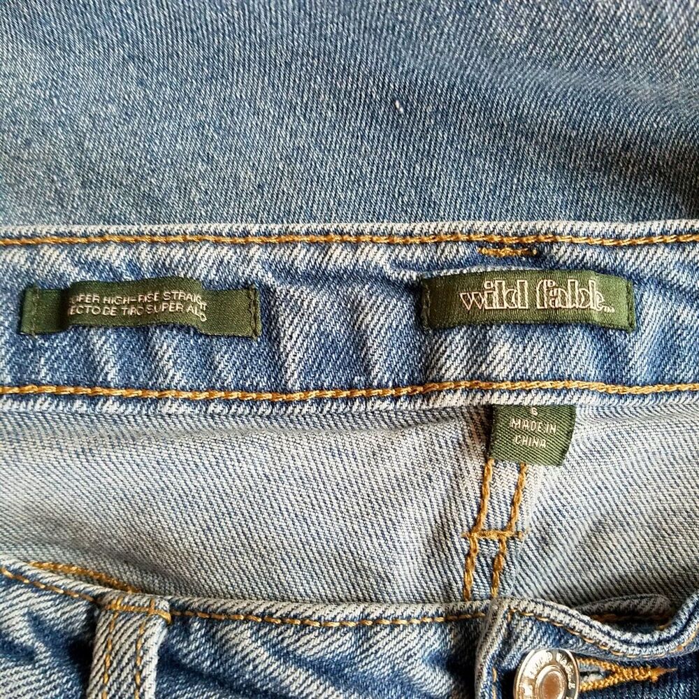 Wild Fable Super High Rise Straight Jeans Women's 6 Button Fly Distressed Ripped - Picture 4 of 4